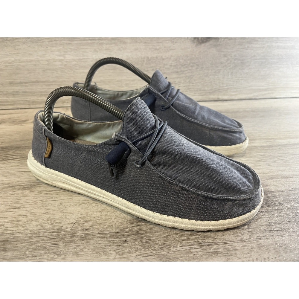 Hey Dude‎ Womens Chambray Navy White Casual Comfort Loafers Shoes Size 9